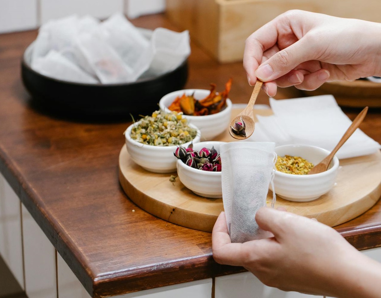 Person Holding a Bag with Herbs