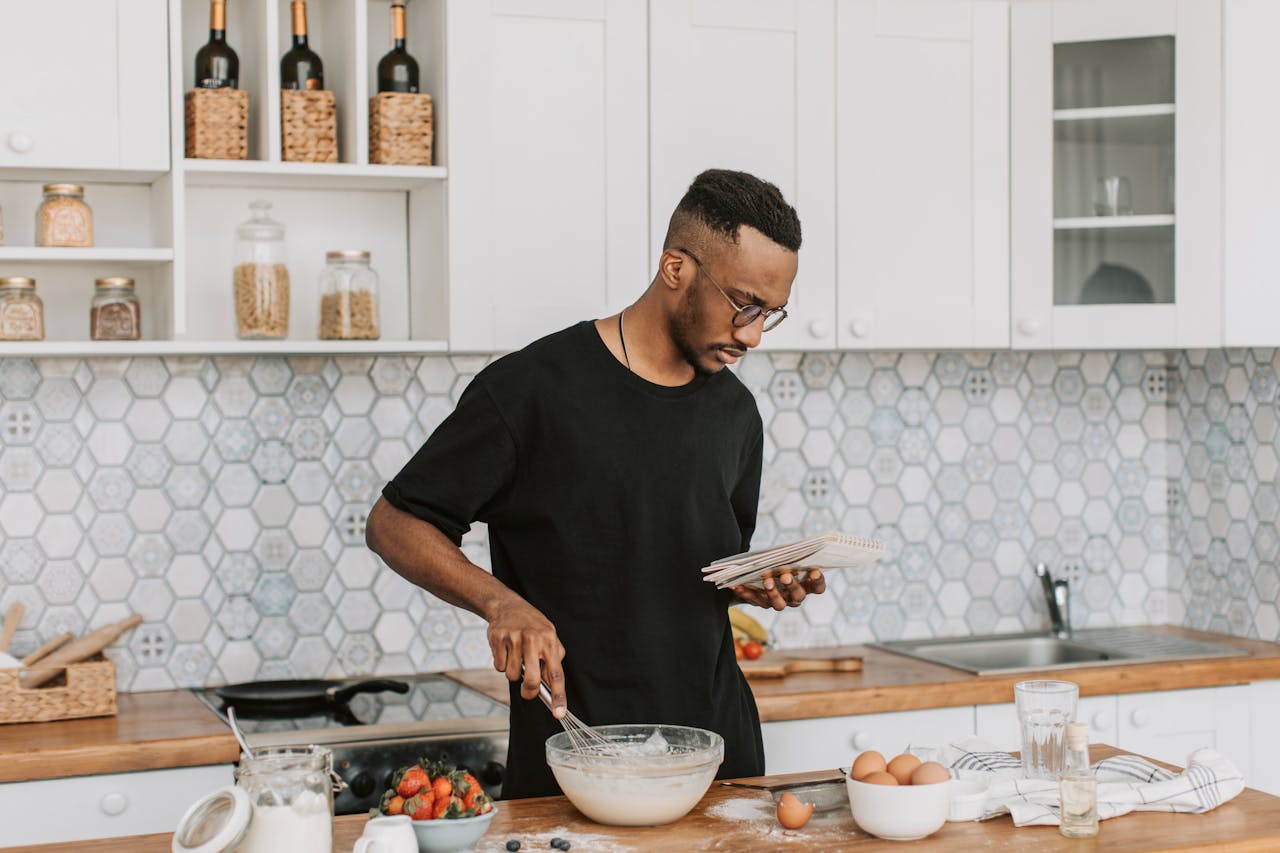 Man cooking in kitchen