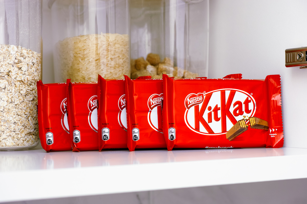 KitKat chocolate bars on shelf