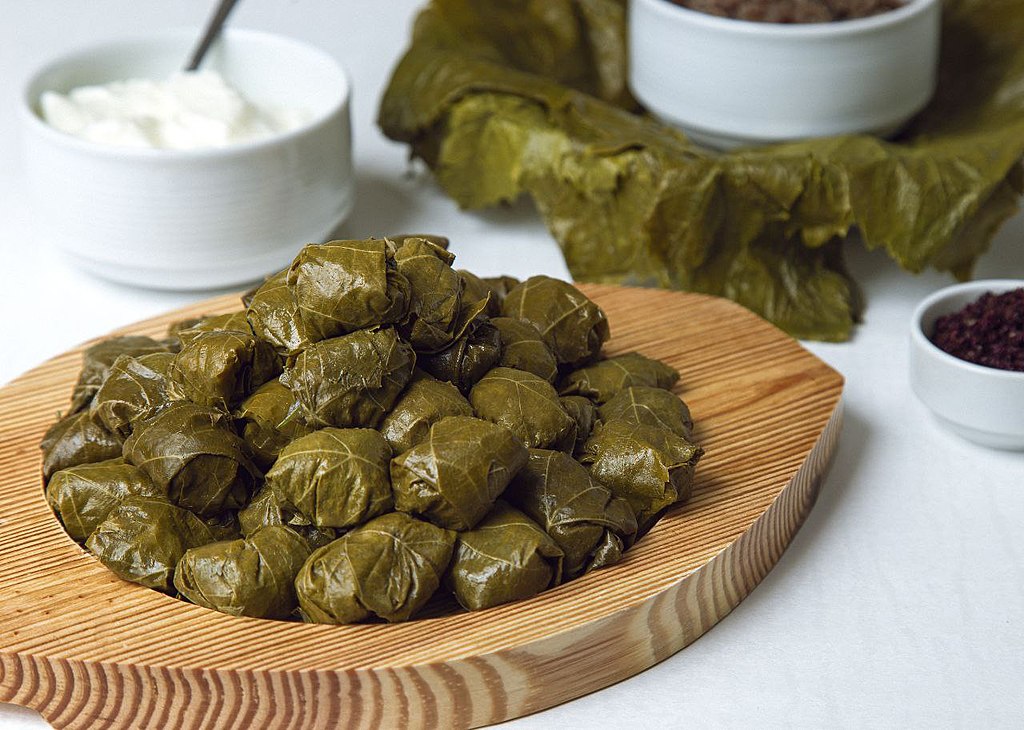 Close Up Photo of Azerbaijan Dolma on a wooden board