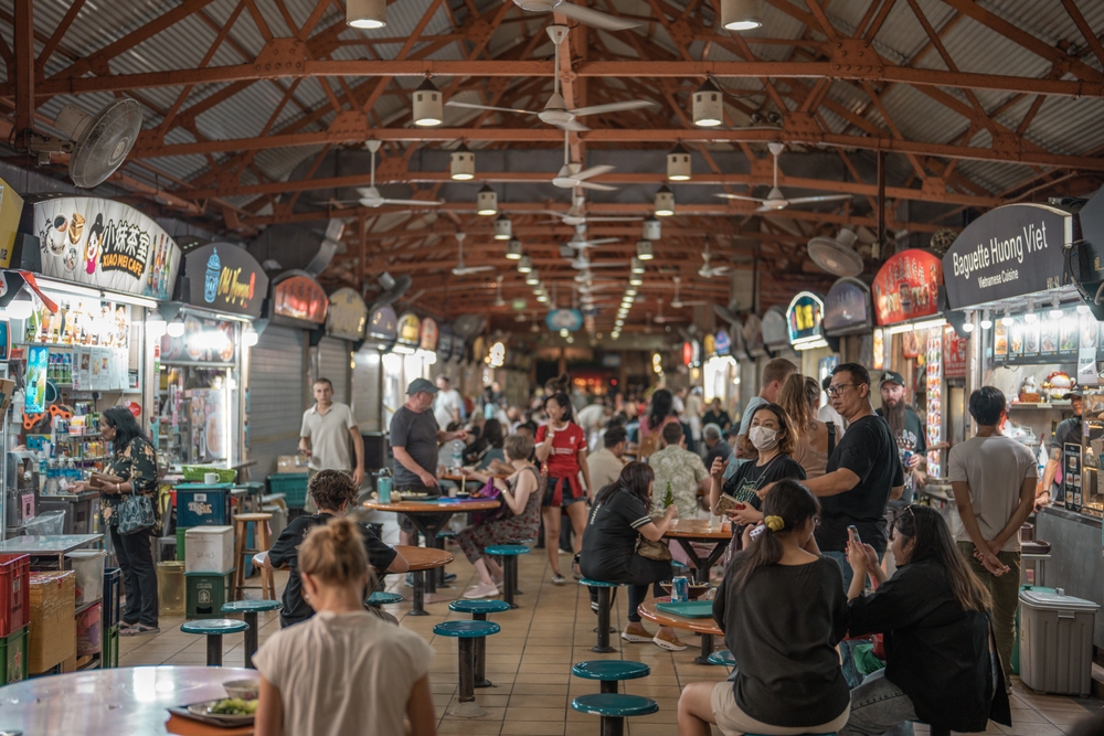 Photo of the Maxwell food center at night in Singapore July 31, 2023