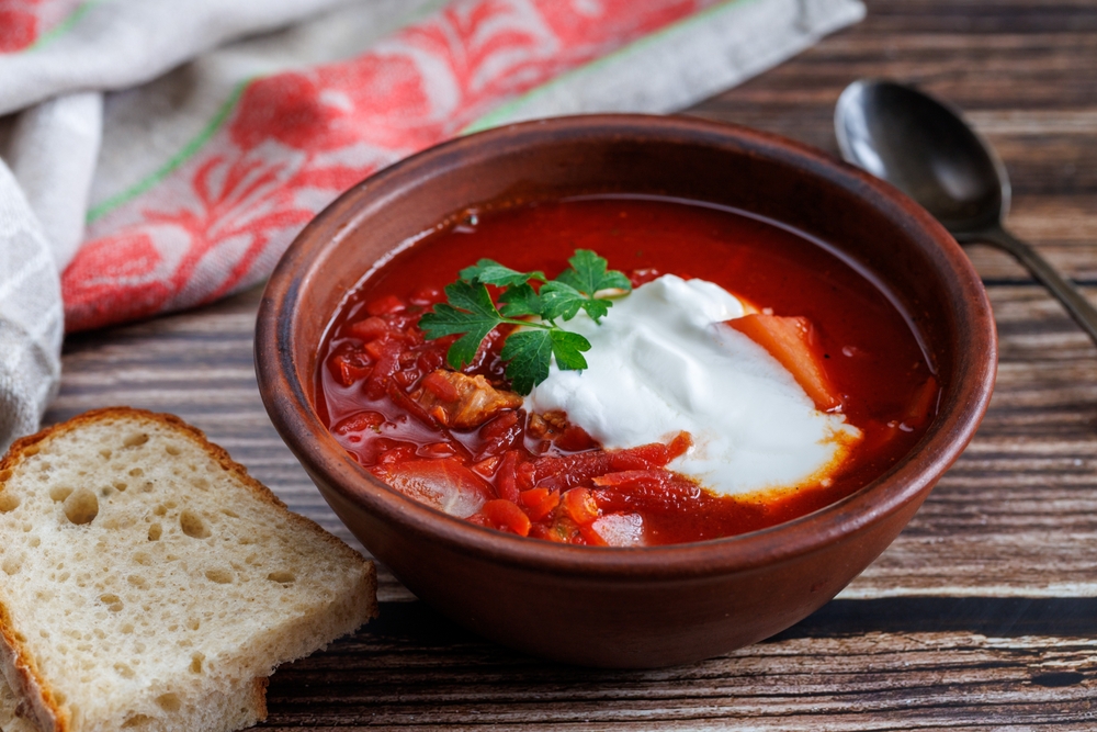 Close Up Photo of Traditional Ukrainian Russian borscht