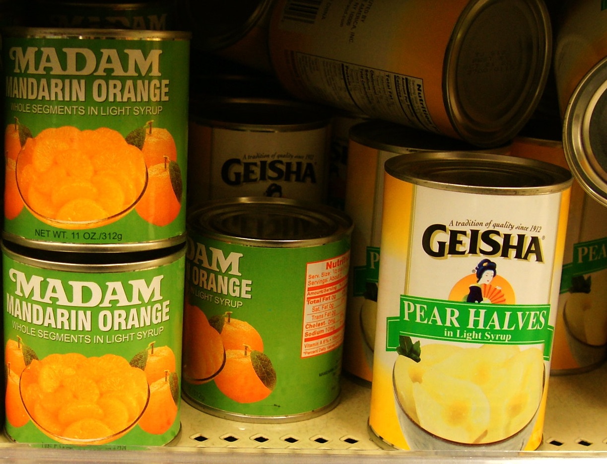 Canned Fruit at store.