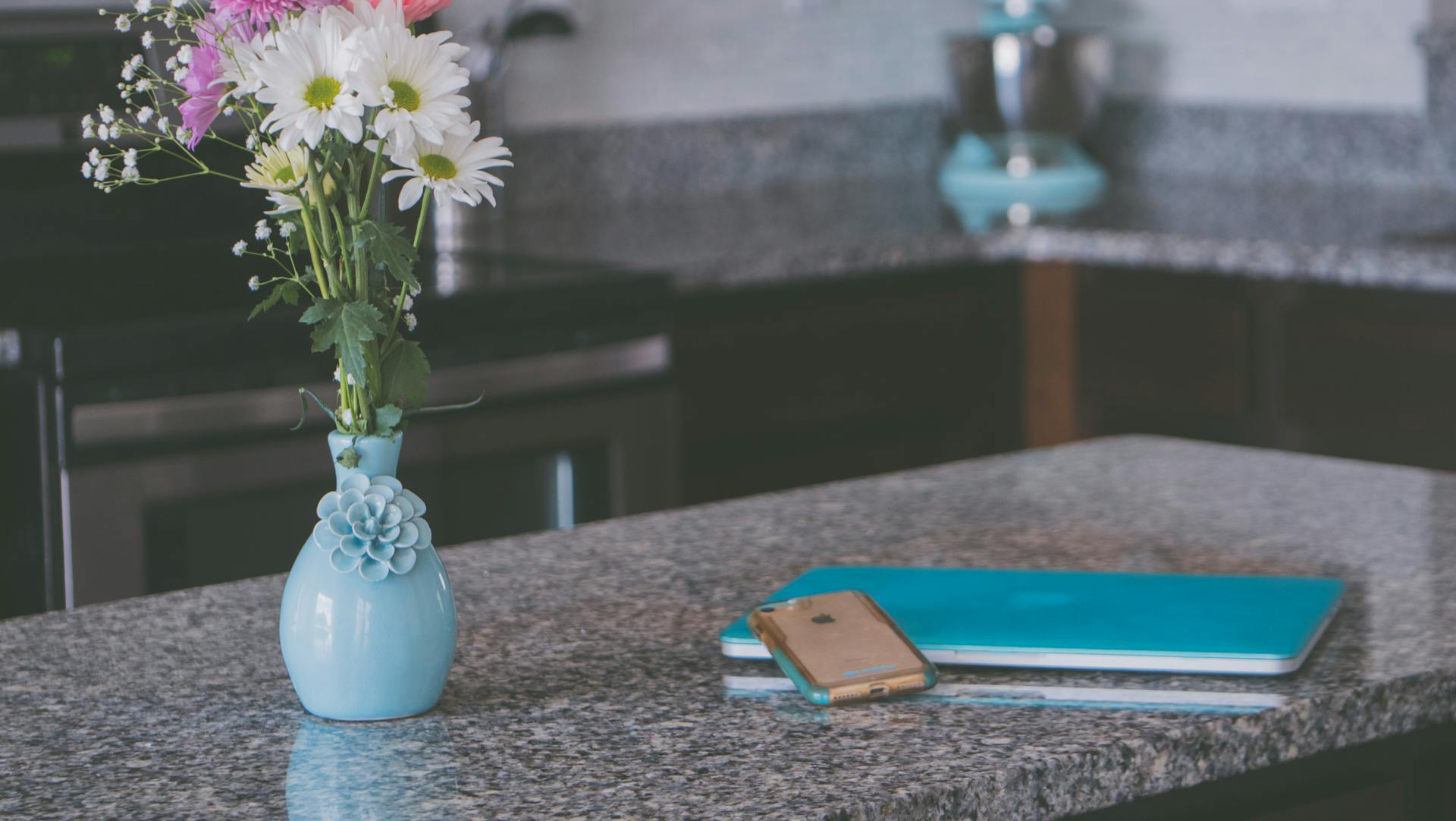 Flowers On Top Of Kitchen Counter