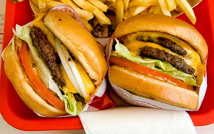 In-N-Out Burger Cheeseburgers And Fries