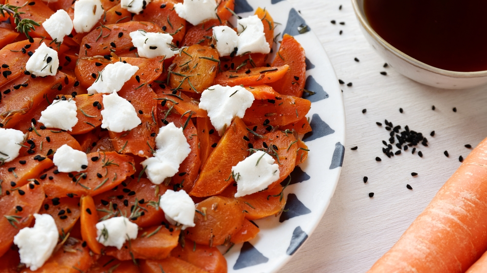 Roasted carrot with white goat cheese