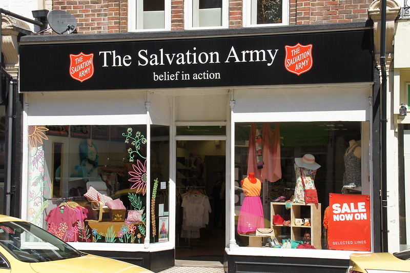 Photo of the Salvation Army charity shop entrance