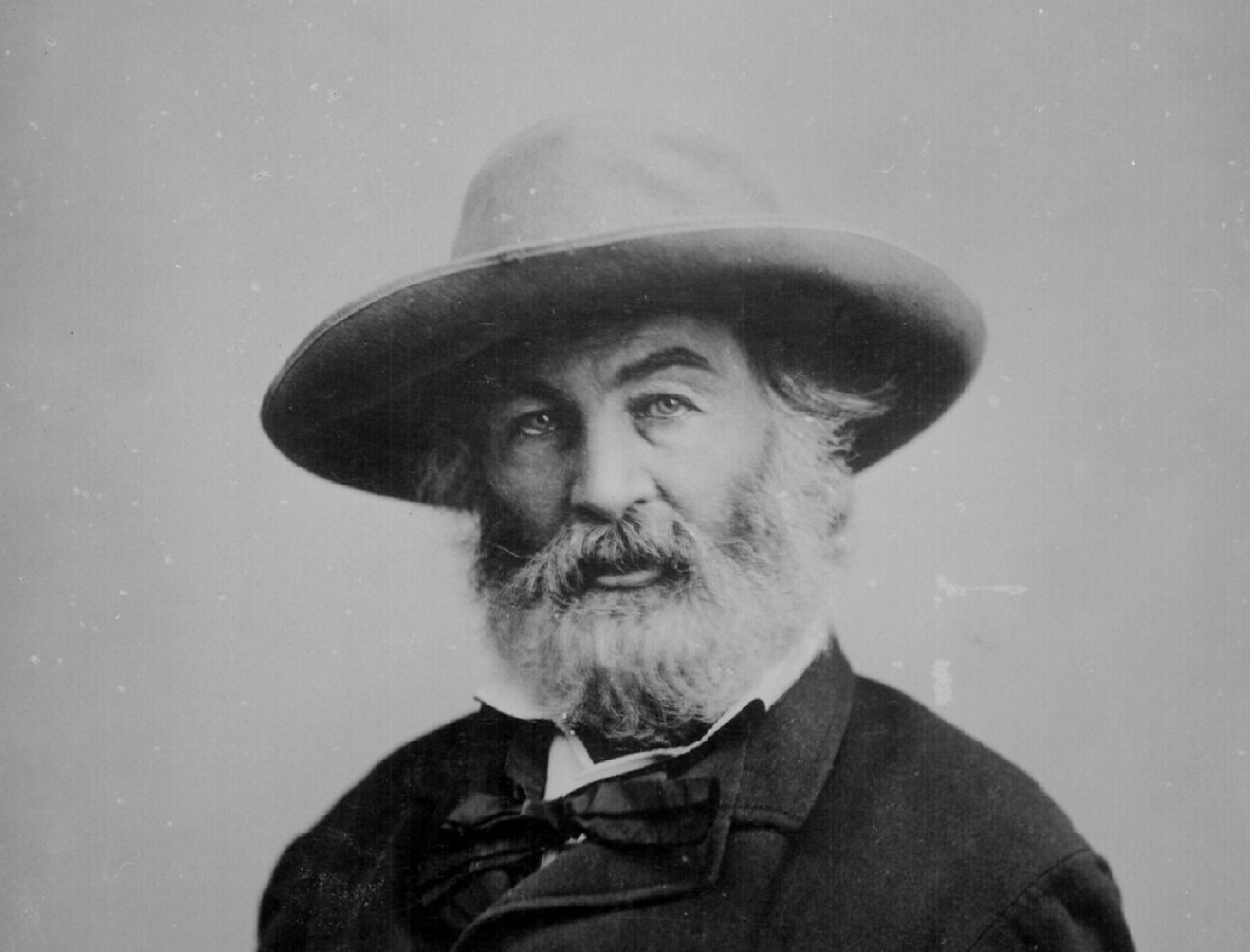 Walt Whitman, poet; half-length, seated, wearing hat.
