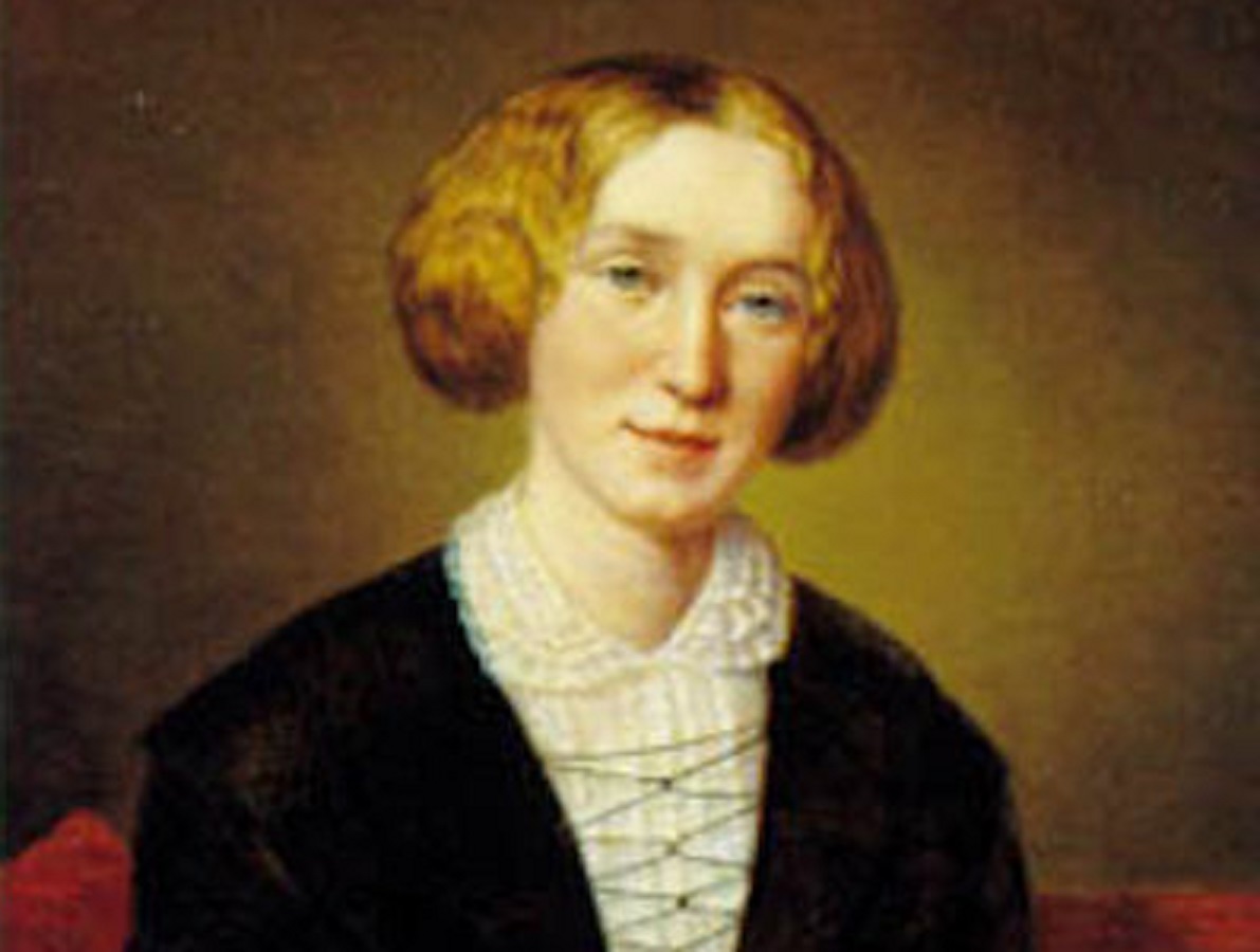 Painting of George Eliot (Real name - Mary Anne Evans) looking at front.