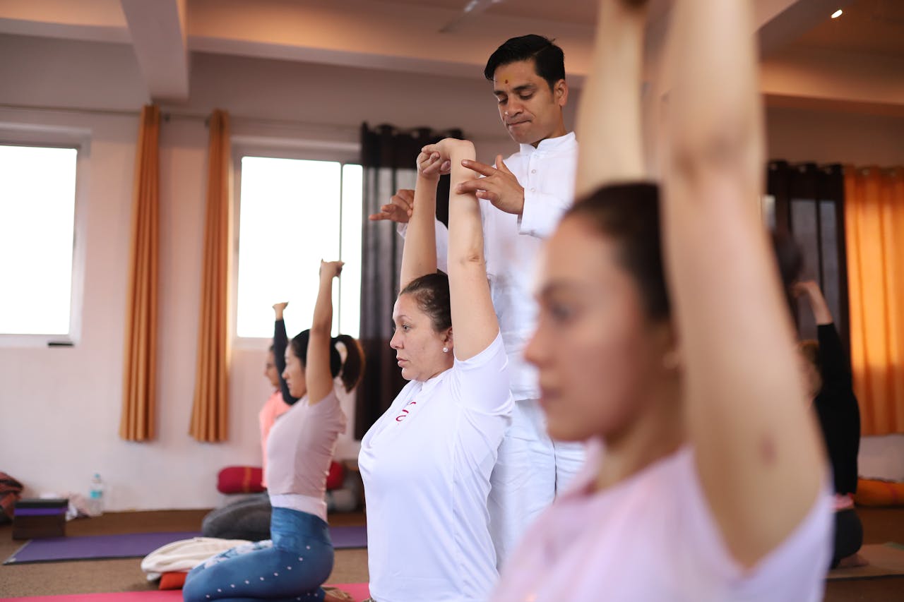 People Doing Yoga on class.