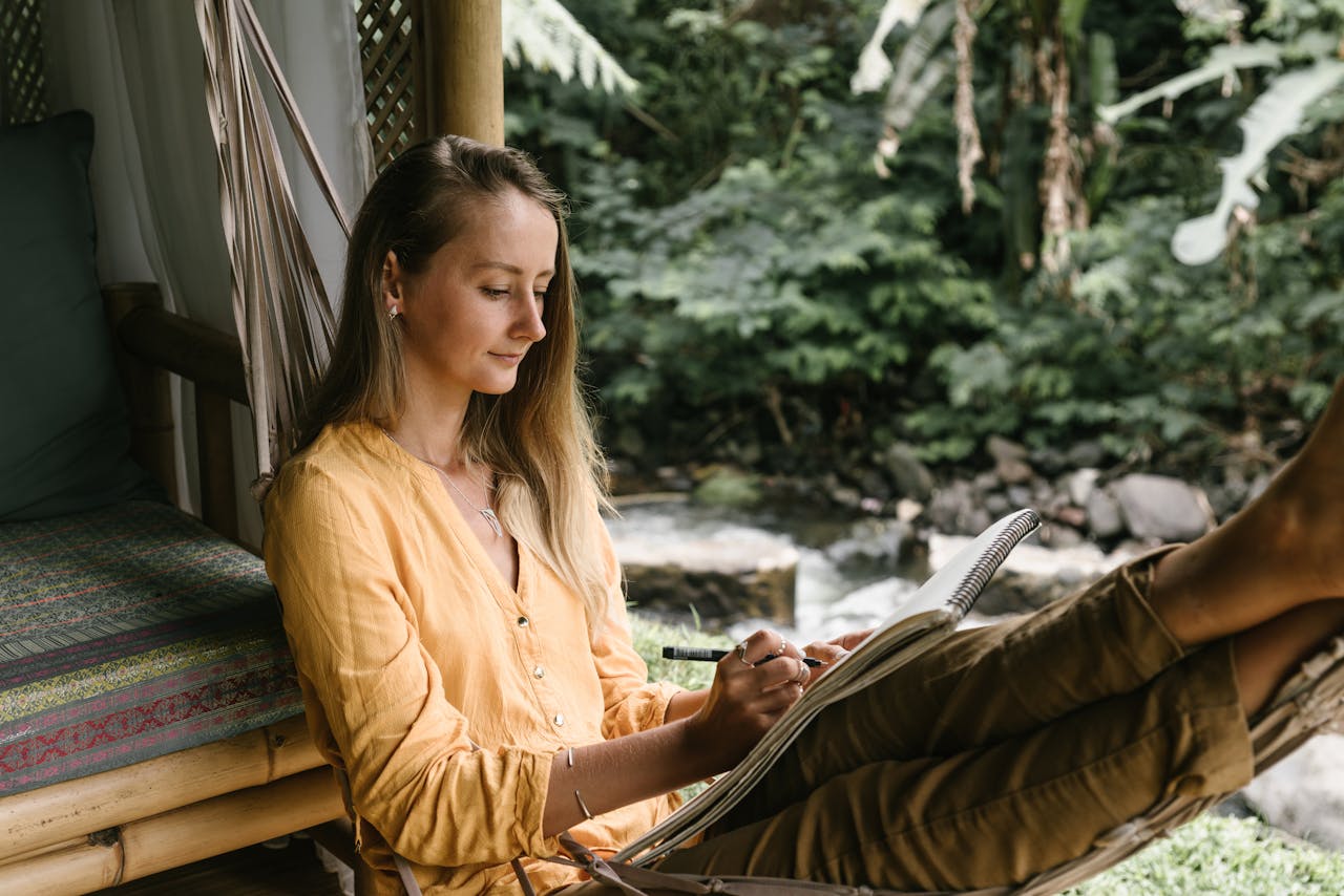 A Woman Chilling on a Hammock