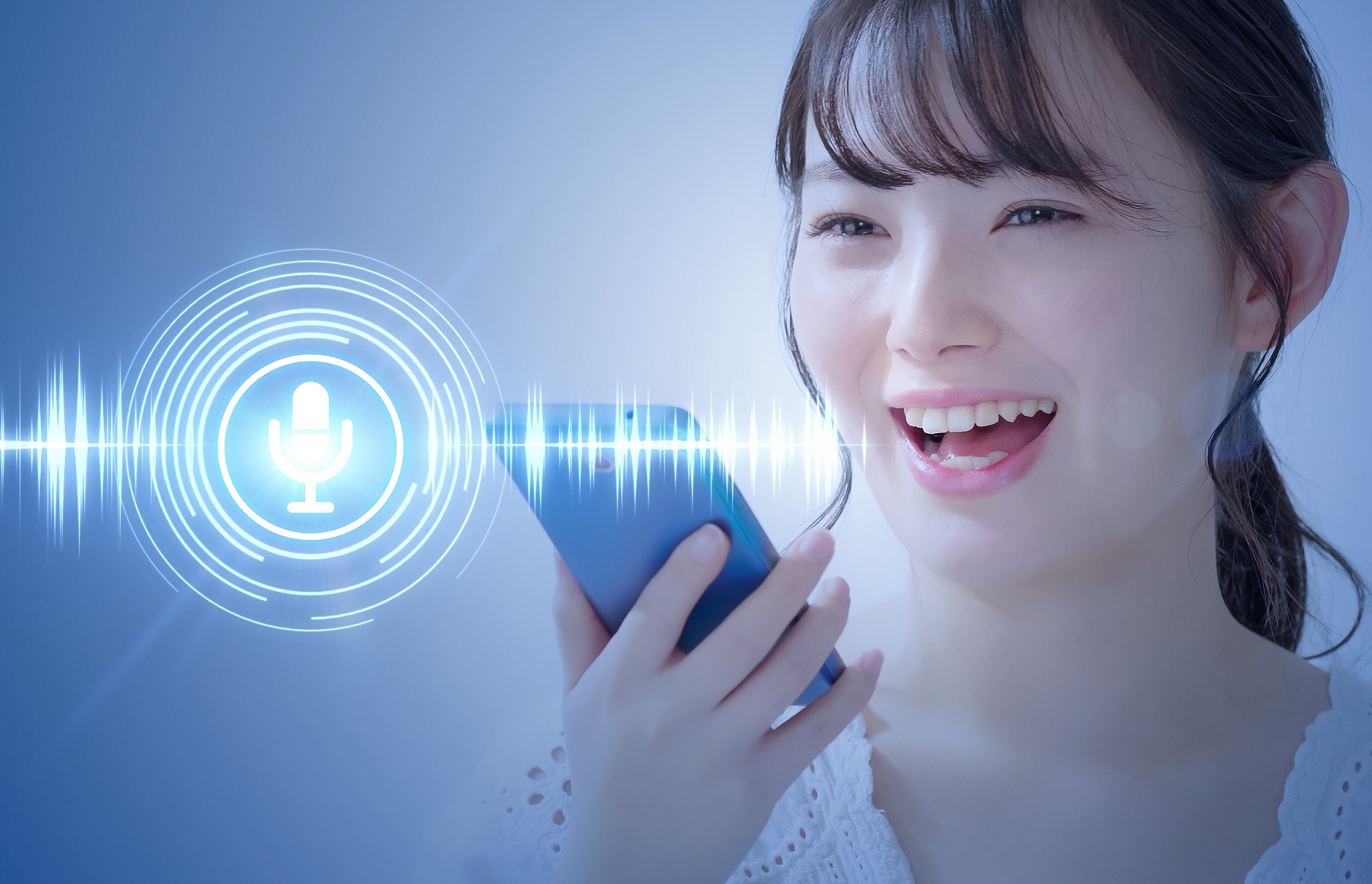 Voice recognition of smart phone concept. AI assistant.