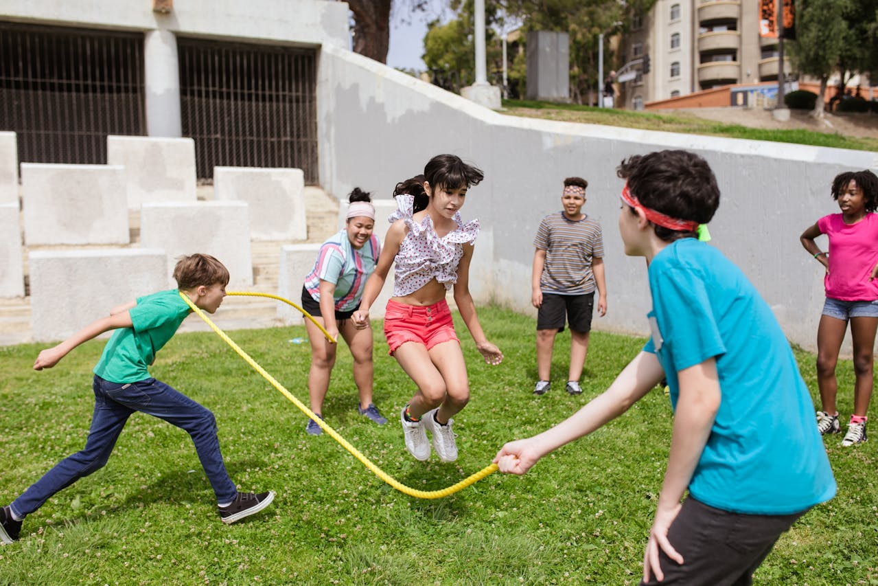 A Group of Kids Playing outside