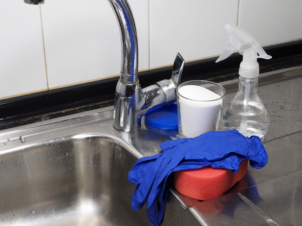 Kitchen sink with natural cleaning products