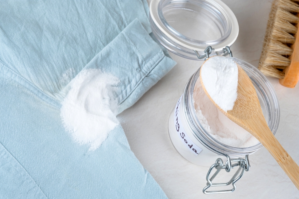 image of cleaning cloth stains with baking soda