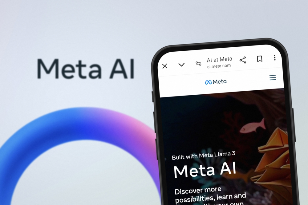 Meta AI website displayed on smartphone screen