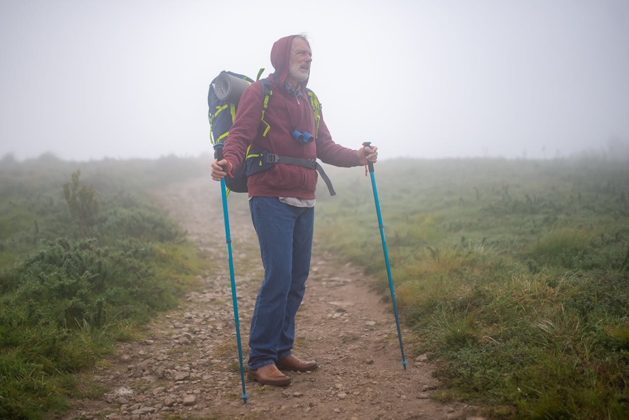 image of a man hiking in nature