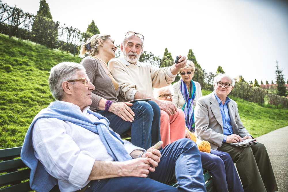 Mature group of friends spending time together