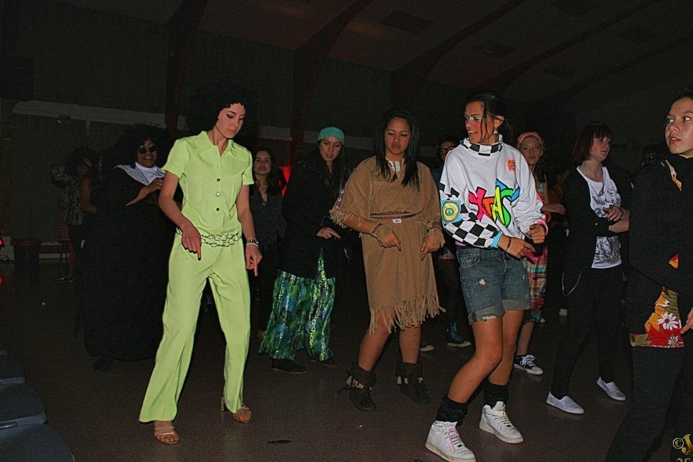 Teenagers Yeeha line dancing 1980's style.