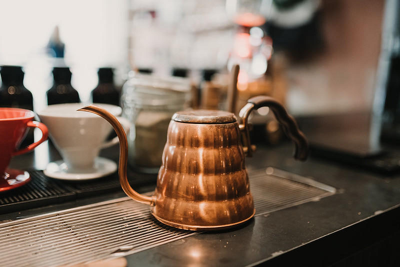 Close Up Photo copper gooseneck kettle
