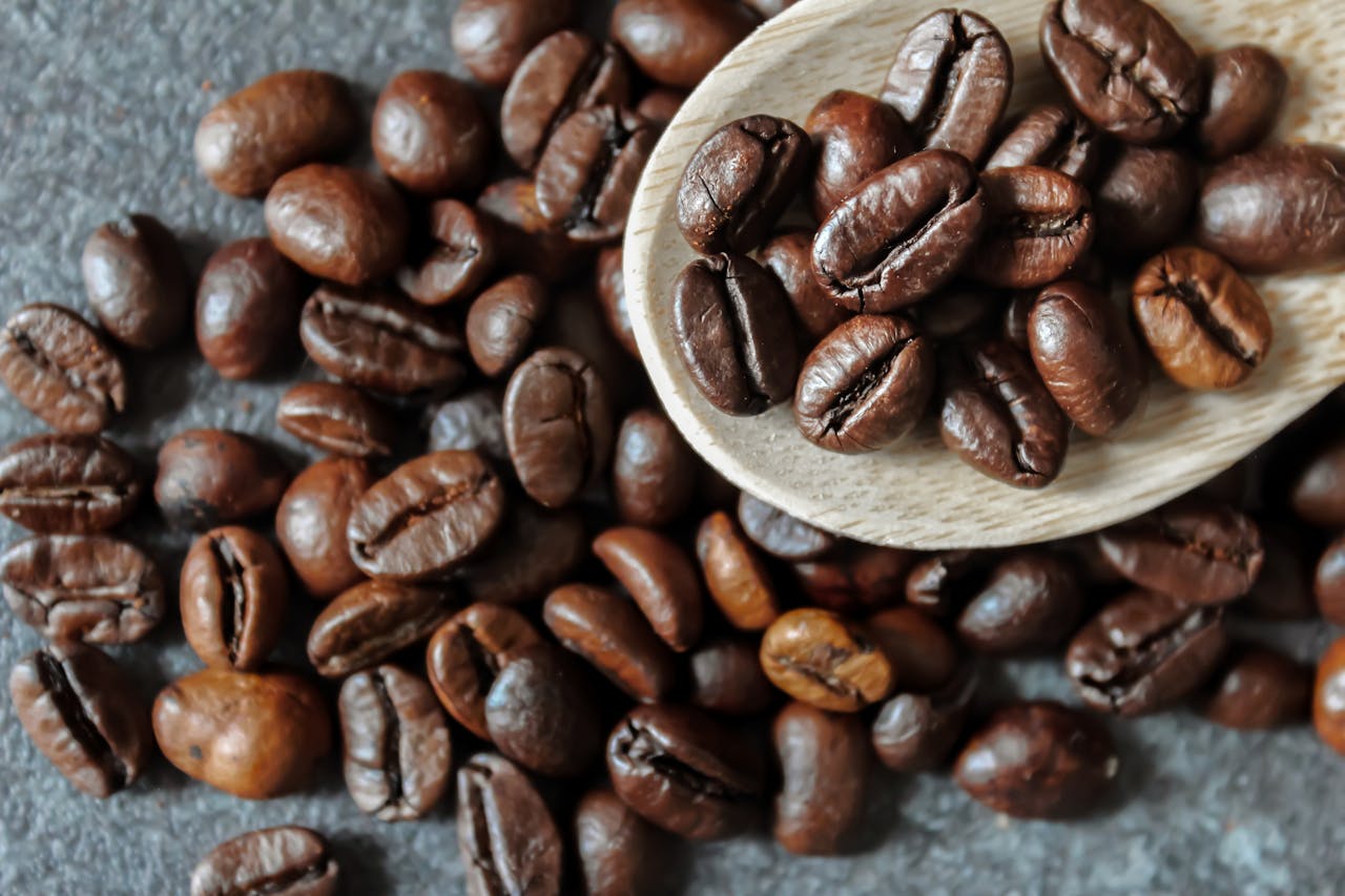 Close-Up Photograph of Roasted Coffee Beans