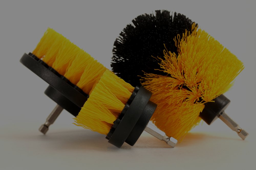 Close Up Photo of Head Scrubber Brush Drill Set