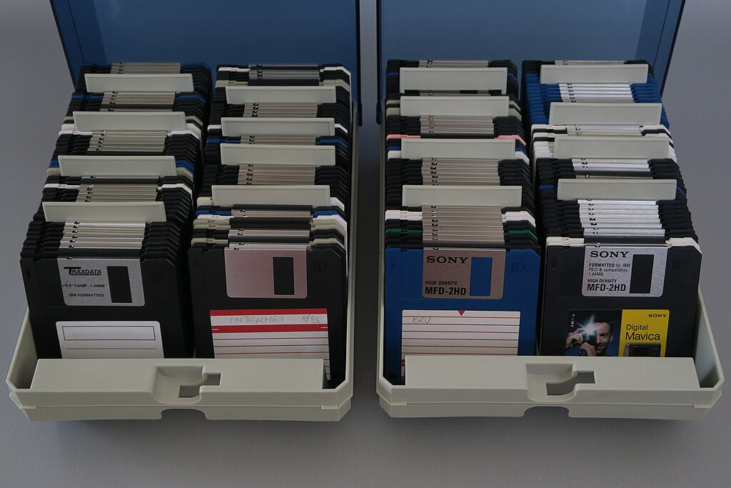 Close Up Photo of 3½-Inch Floppy Disks and 3½-Inch Floppy Disk Storage.