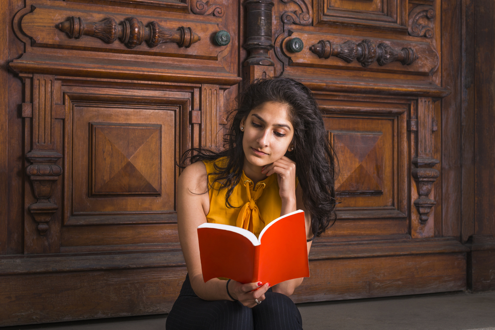woman reading a book