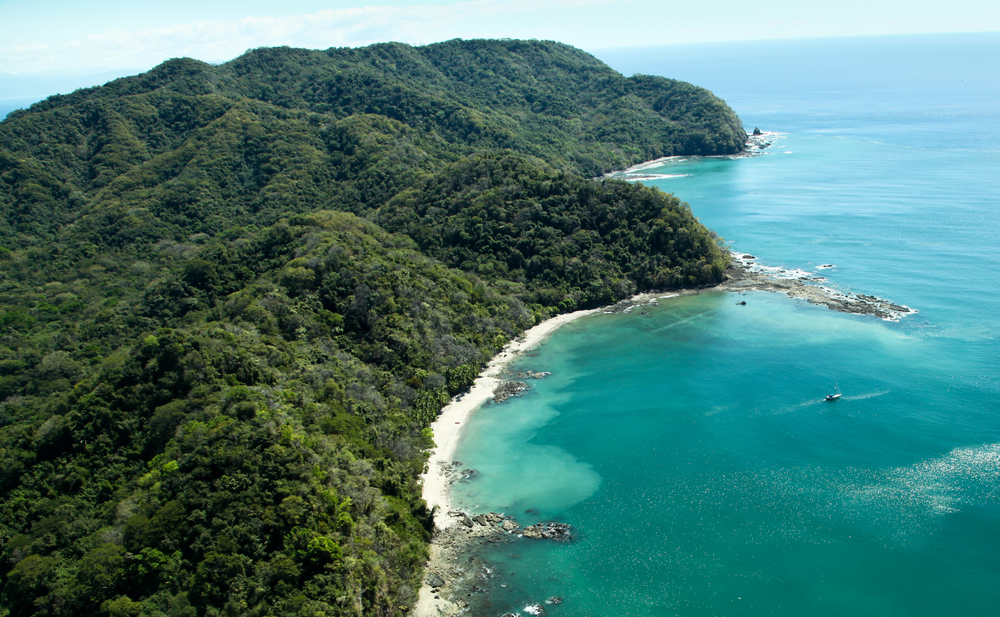 jungle covered mountains stretch out into the Gulf of Nicoya