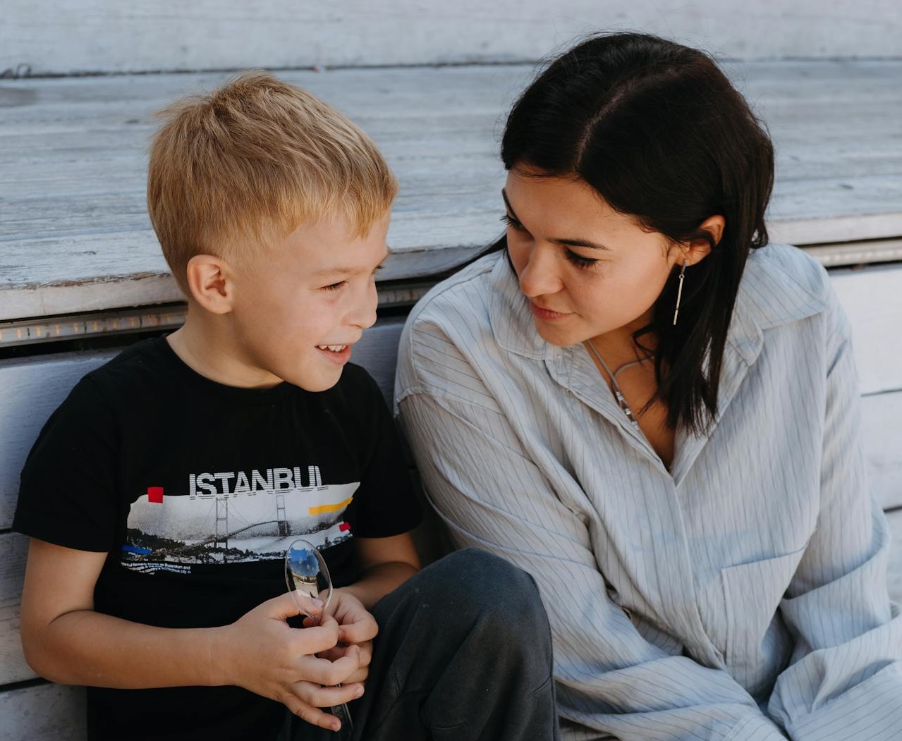 Mother with Son Talking