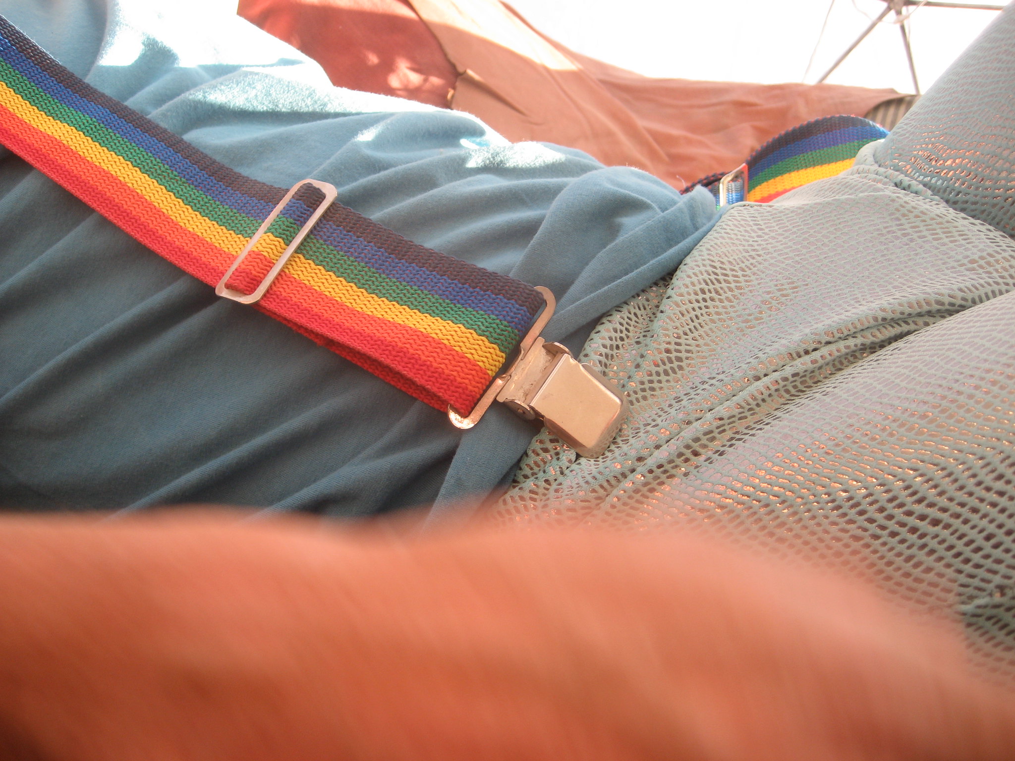 Rainbow suspenders.