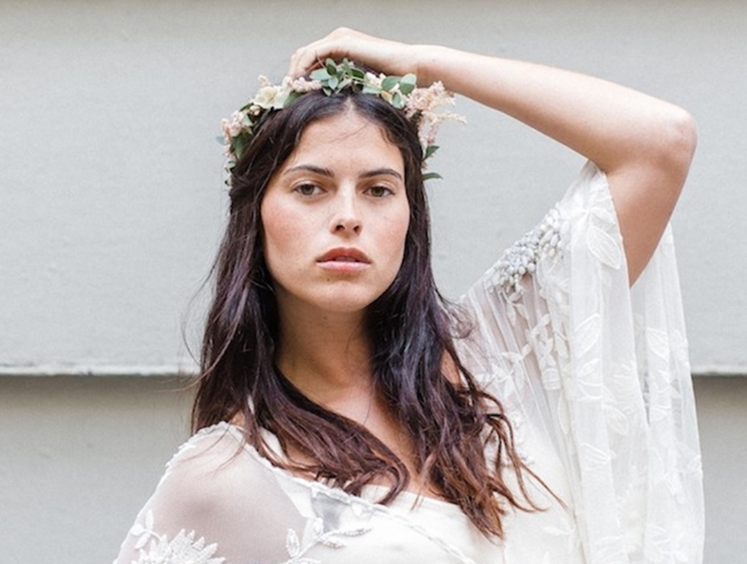 Woman in white Boho dress.