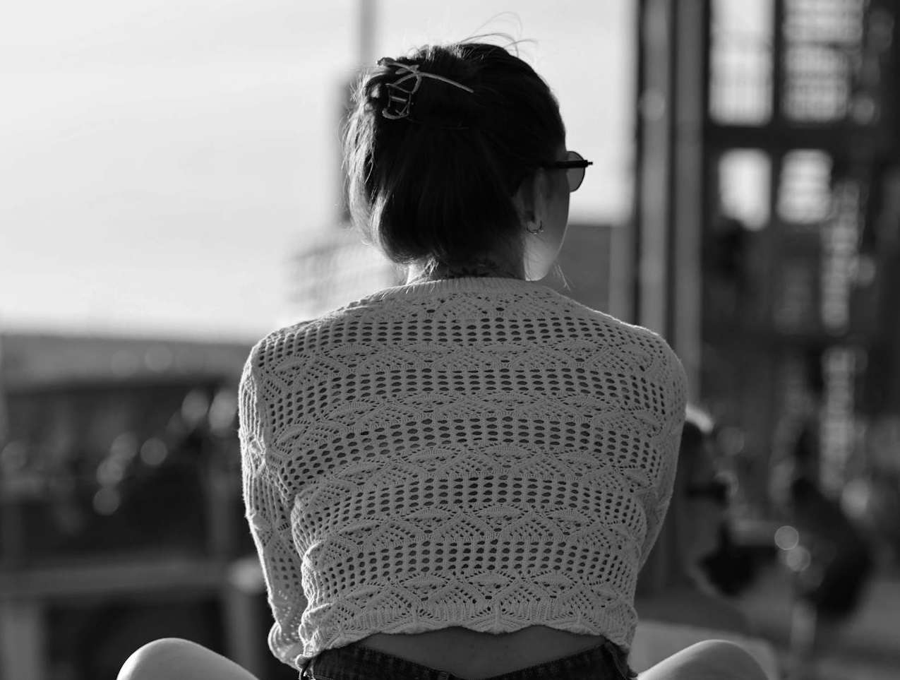 Woman in Crochet Top