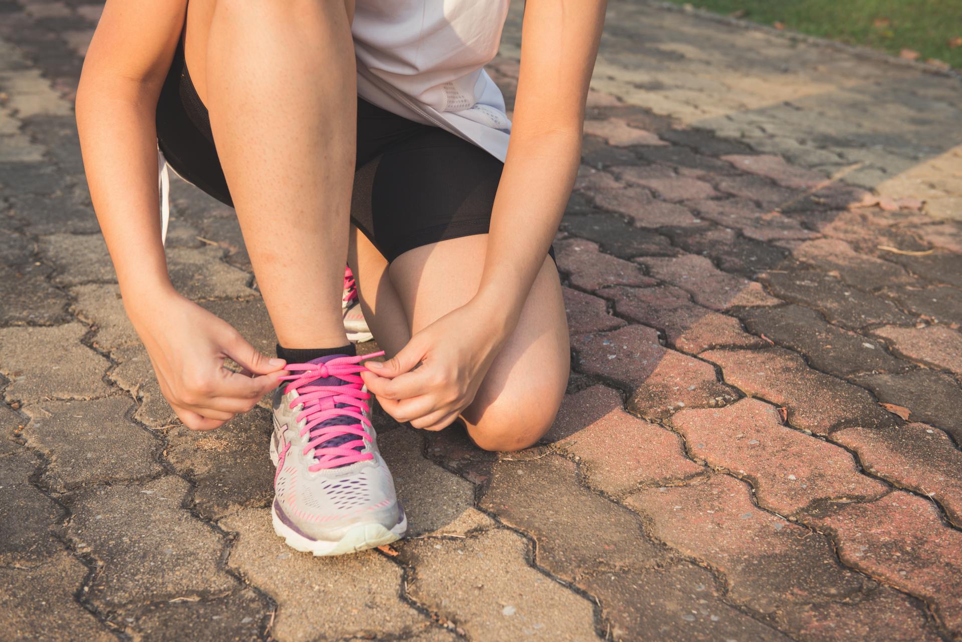 woman preparing for a run