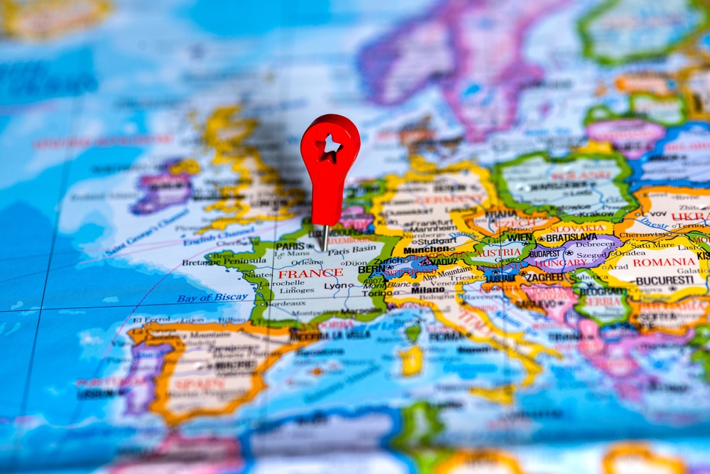 map of the country of France.