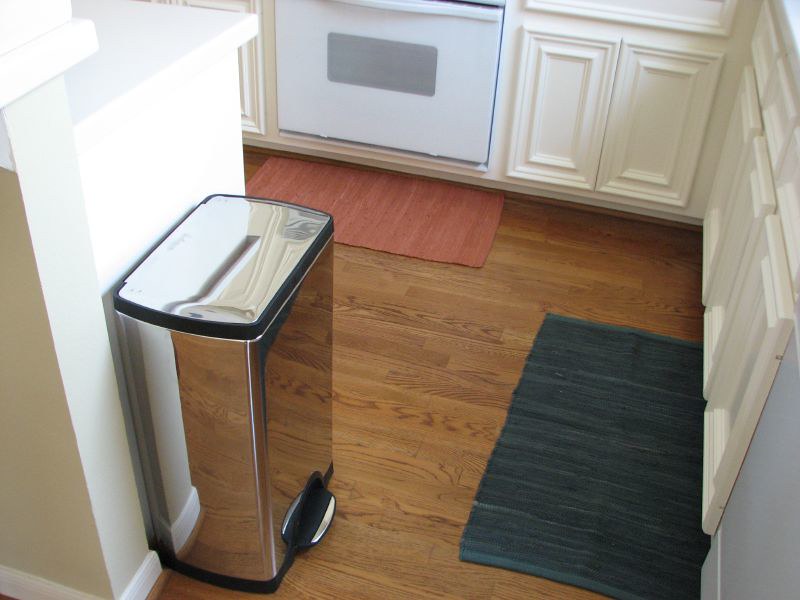 Fancy Garbage Can placed on the kitchen floor