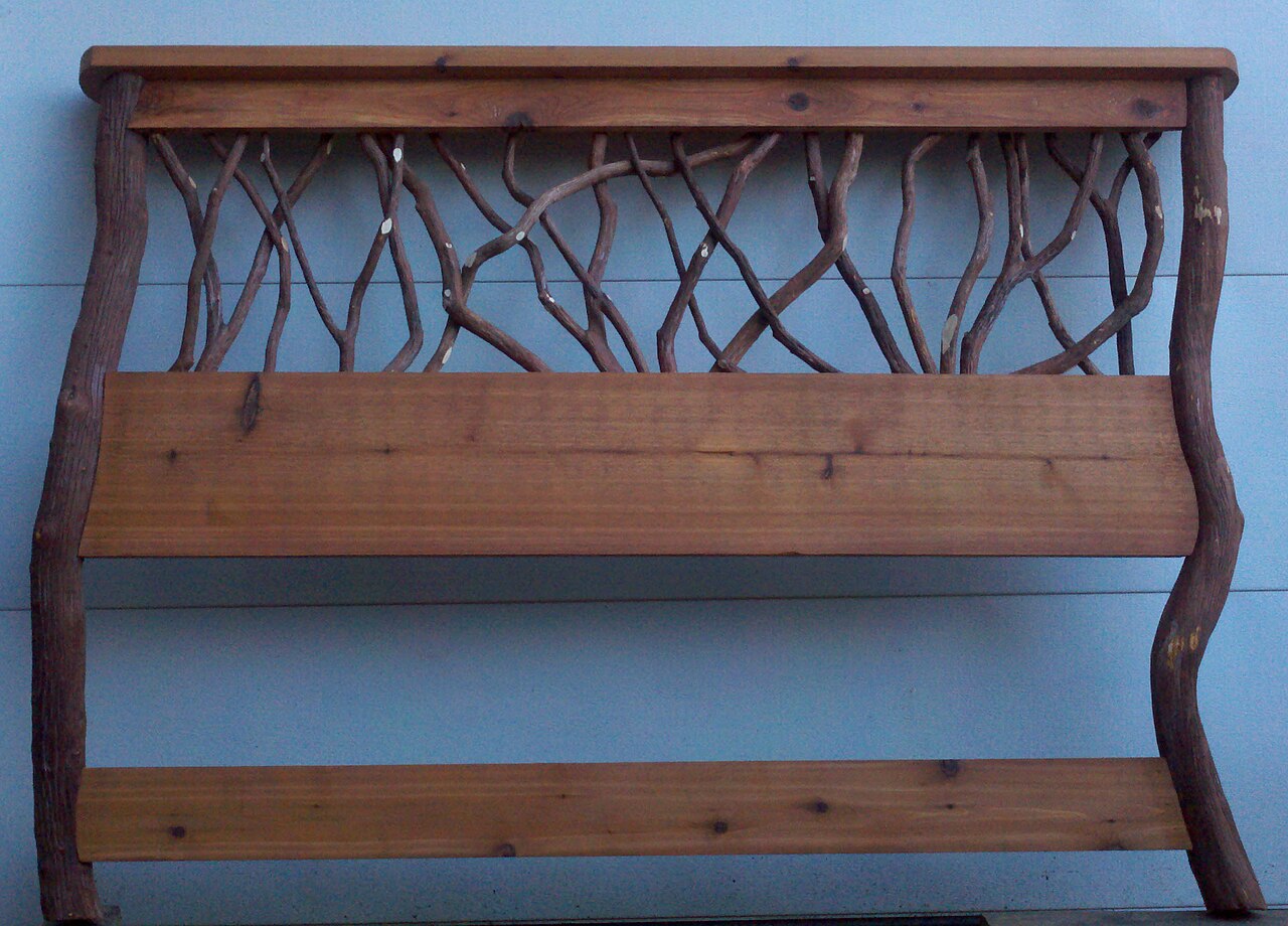 Rustic headboard for a queen size bead with cedar