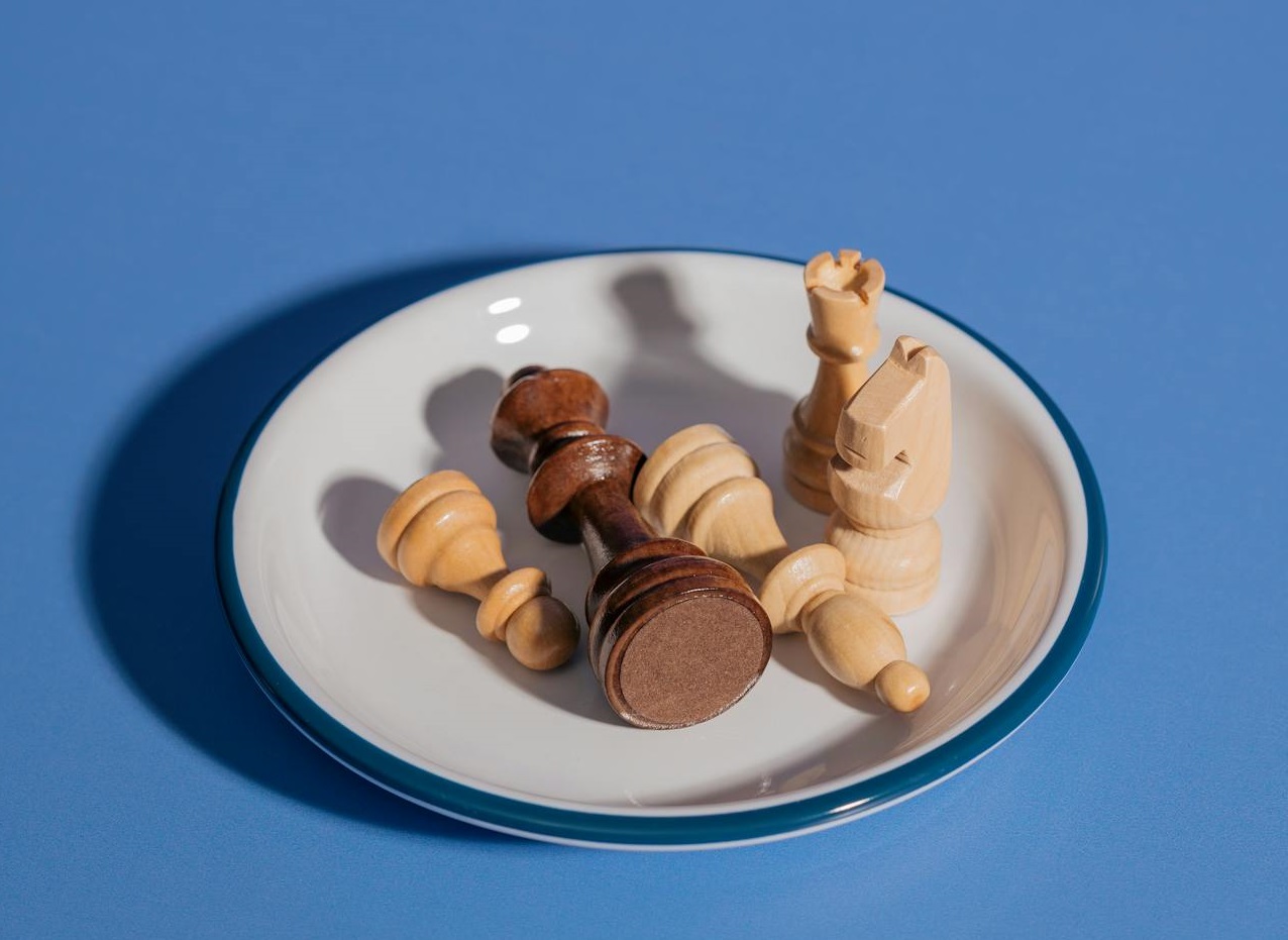 Chess Pieces on a Plate