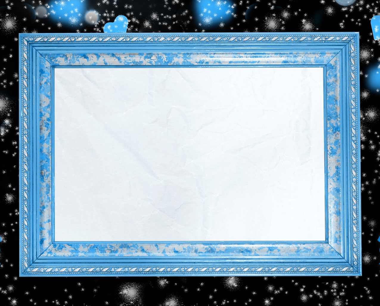 Art design, wooden frame tinted in blue.