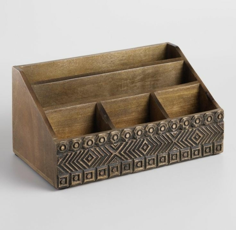 Vintage wooden handicraft desk organizer
