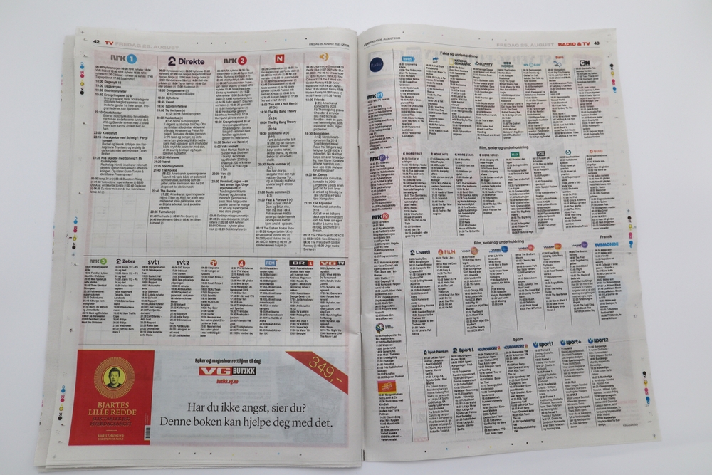 Updated VG newspaper magazine article with TV guide