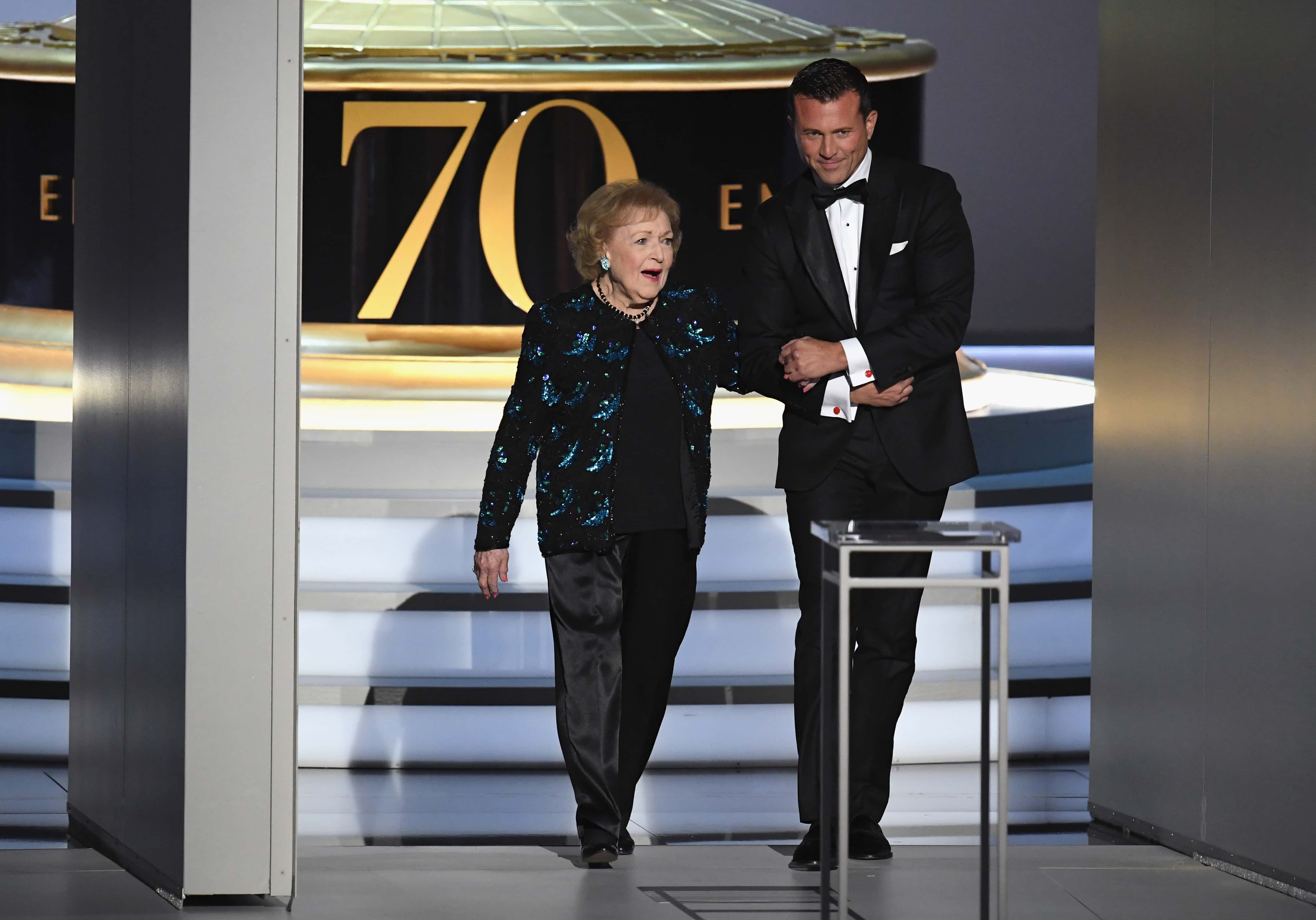 70th Emmy Awards - Show. Betty White on stage.