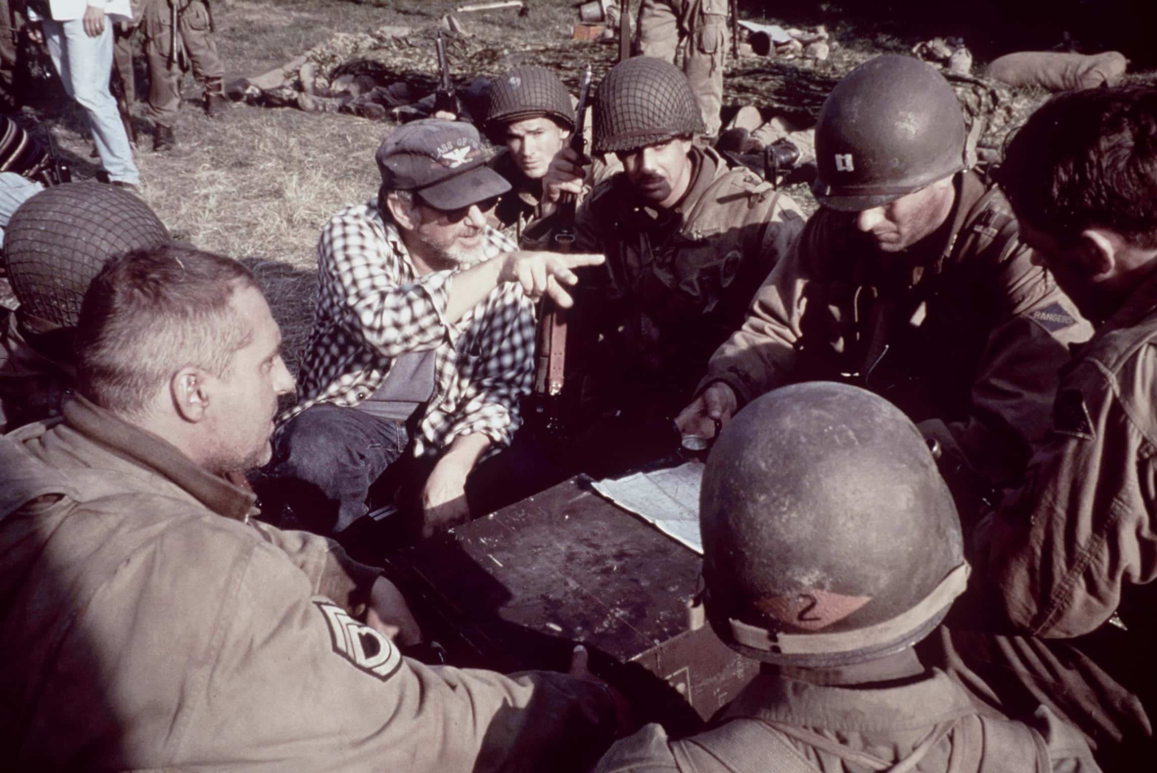 Steven Spielberg Directs Tom Hanks And Crew On The Set Of The WwII Drama 'Saving Private Rayan'.