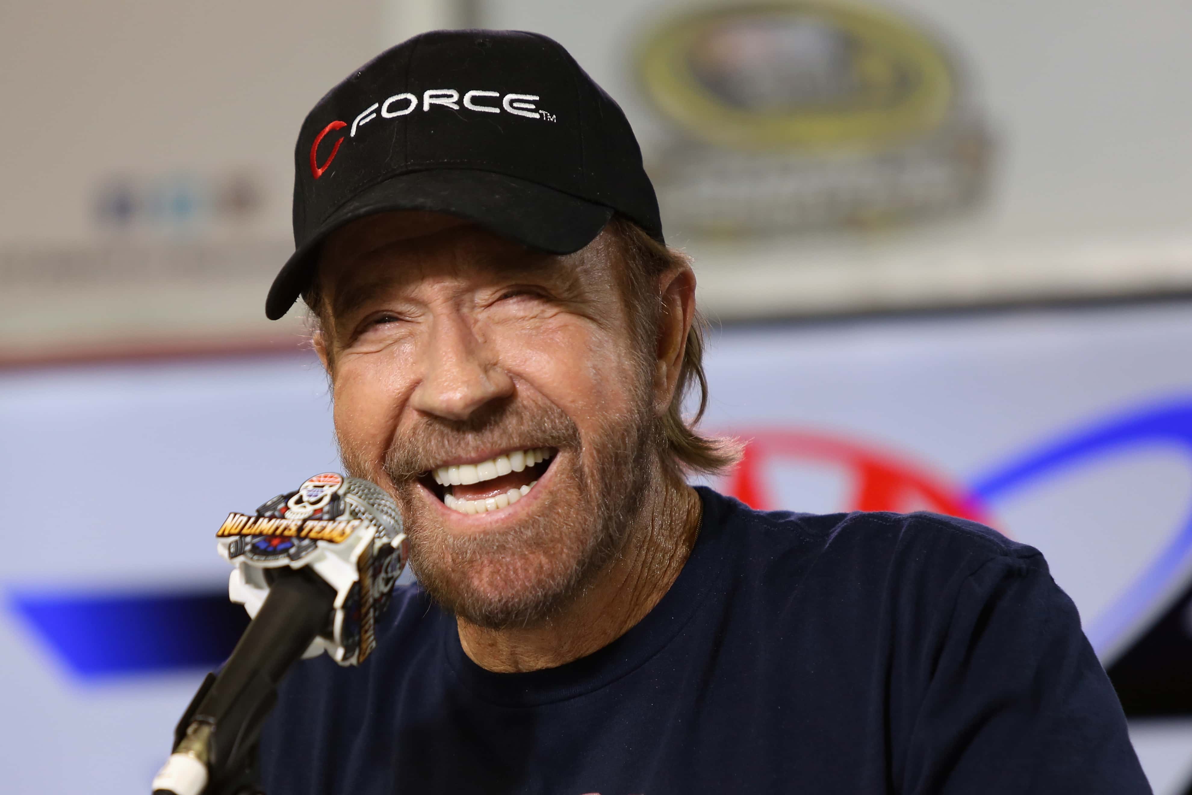 NASCAR Sprint Cup Series AAA Texas 500. Chuck Norris speaking with the media.