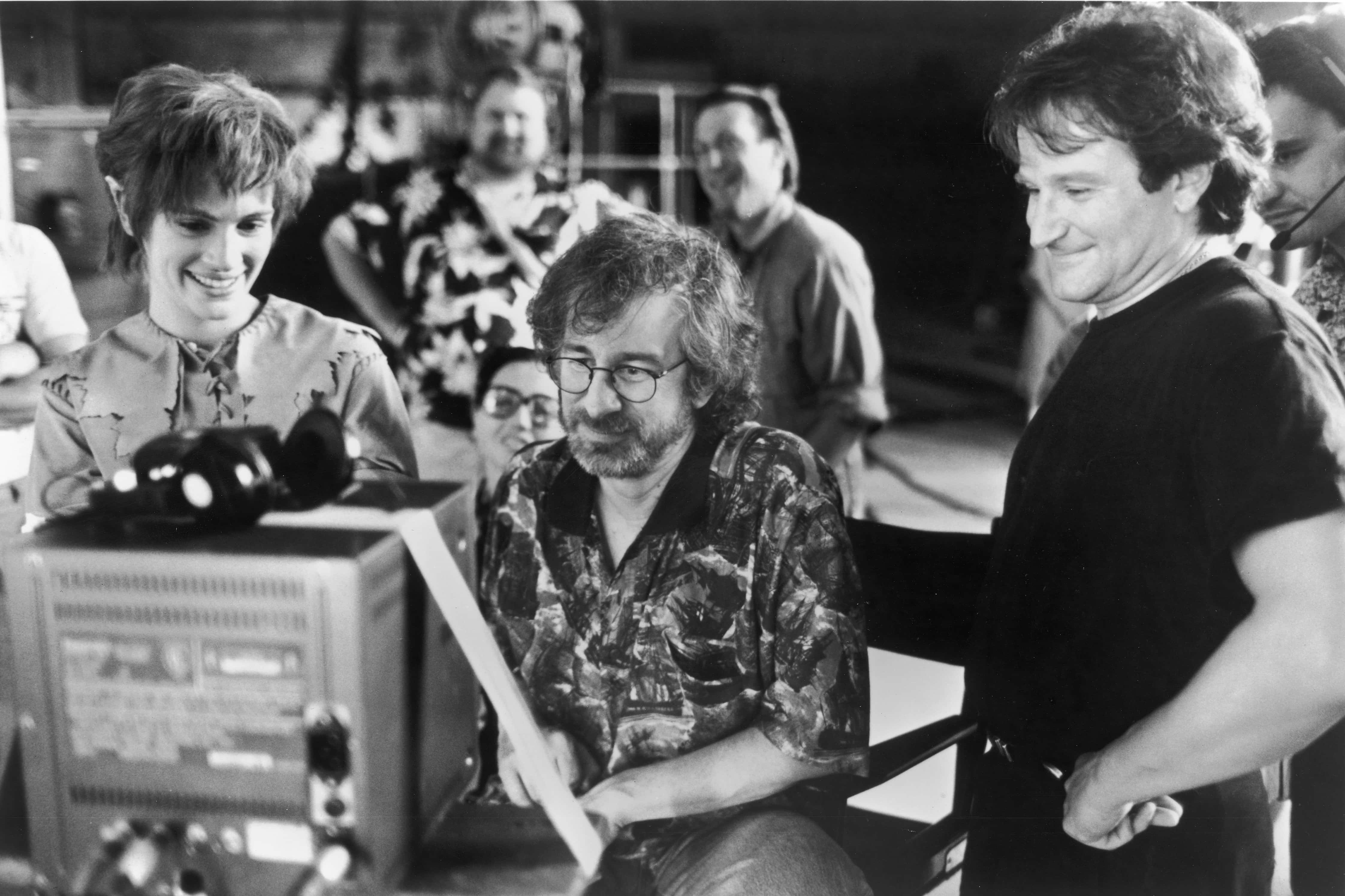Roberts, Spielberg, Williams Watch Dailies on 'Hook' Set, 1991