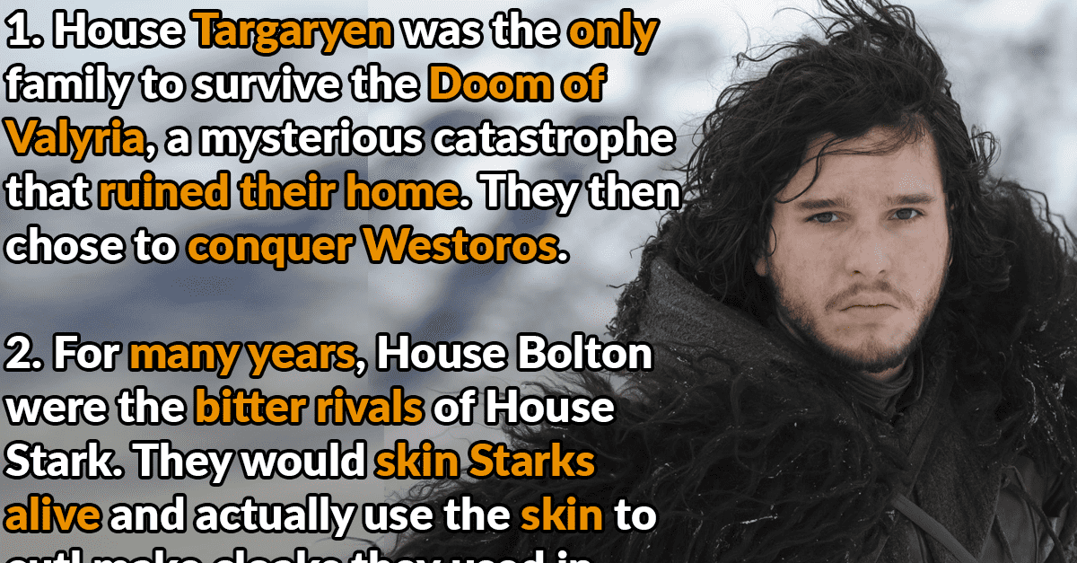 23 Facts About The Houses Of Game Of Thrones