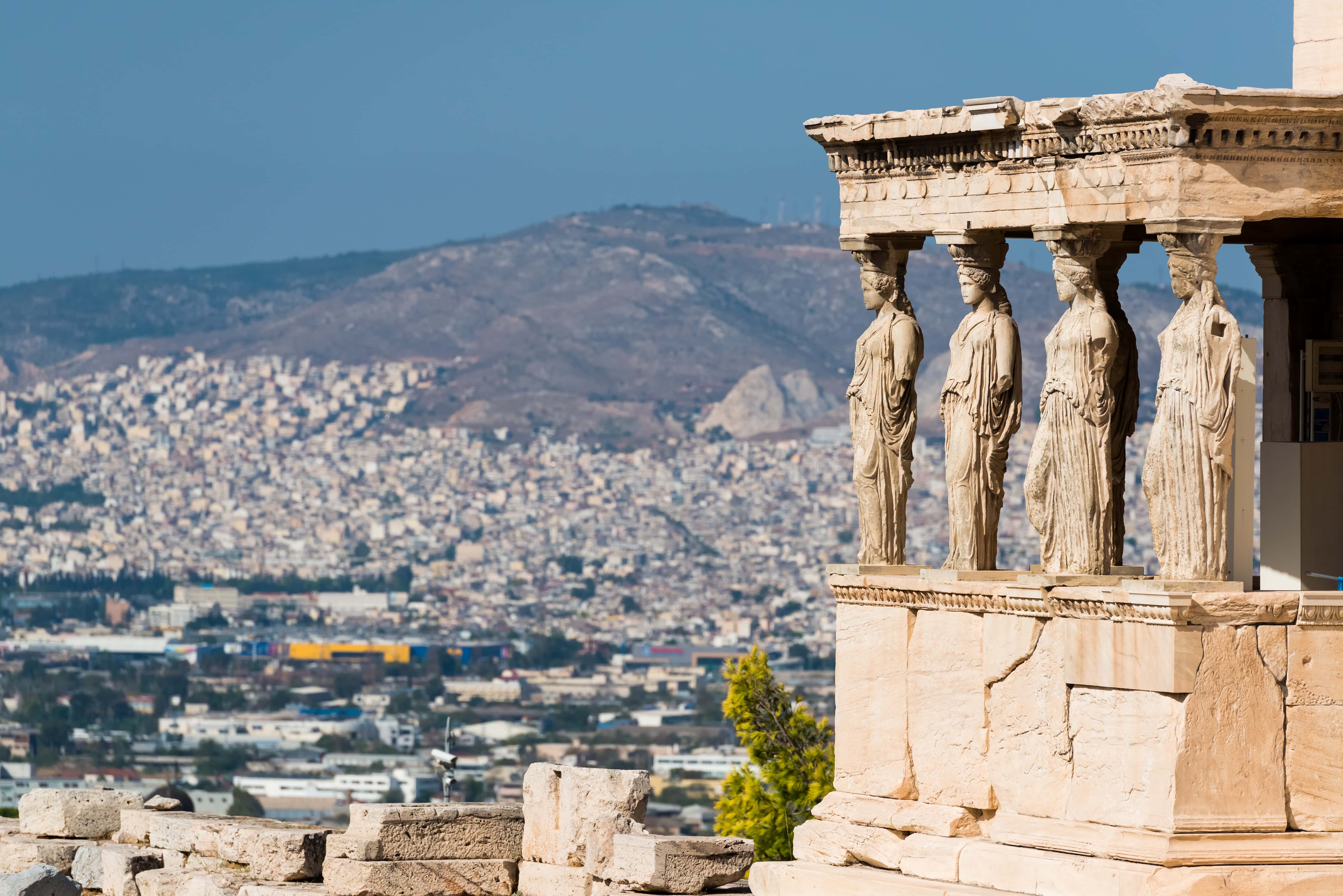 The Porch of the Caryatids in Acropolis of Athens.