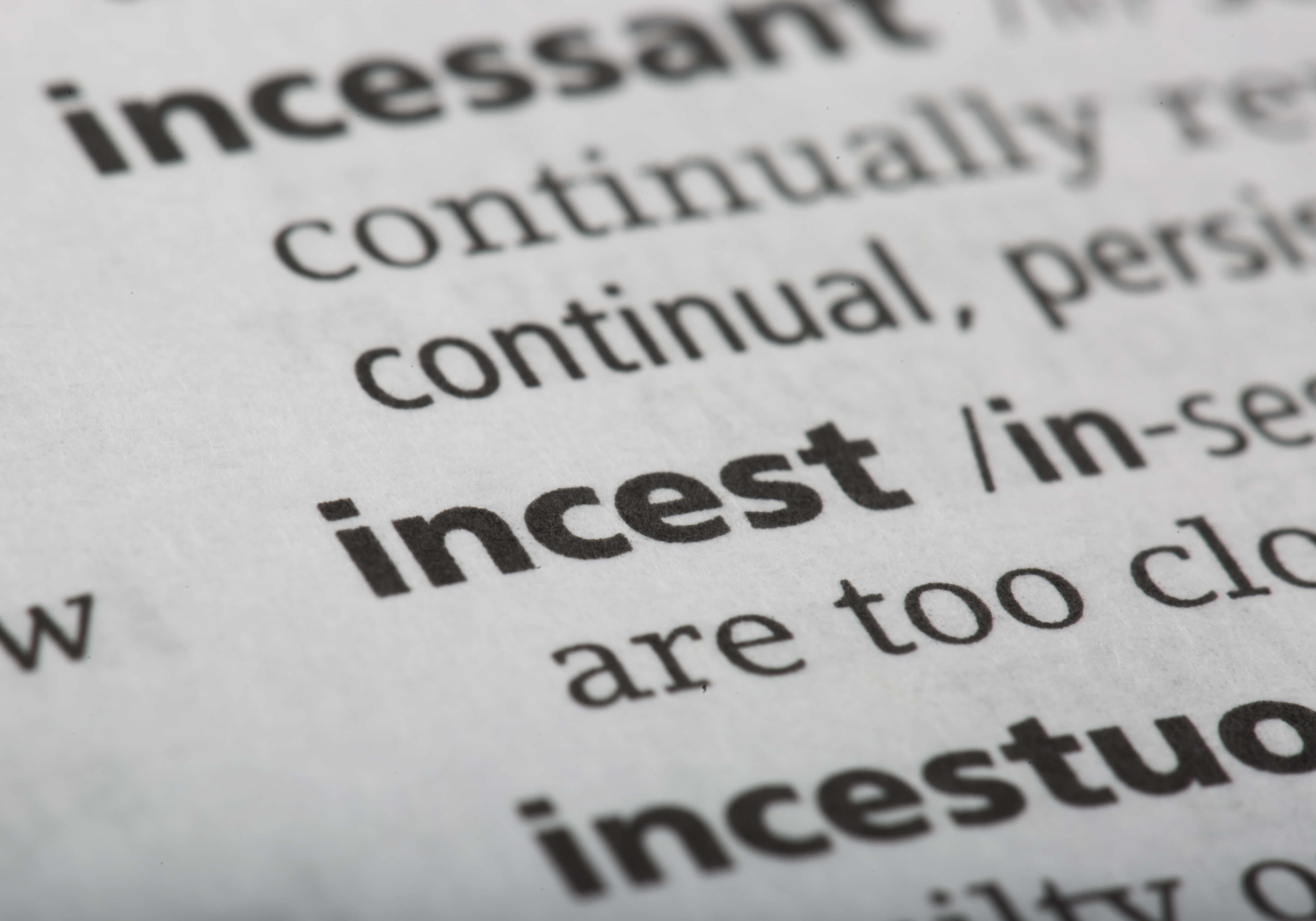 Word incest printed and defined in the English dictionary