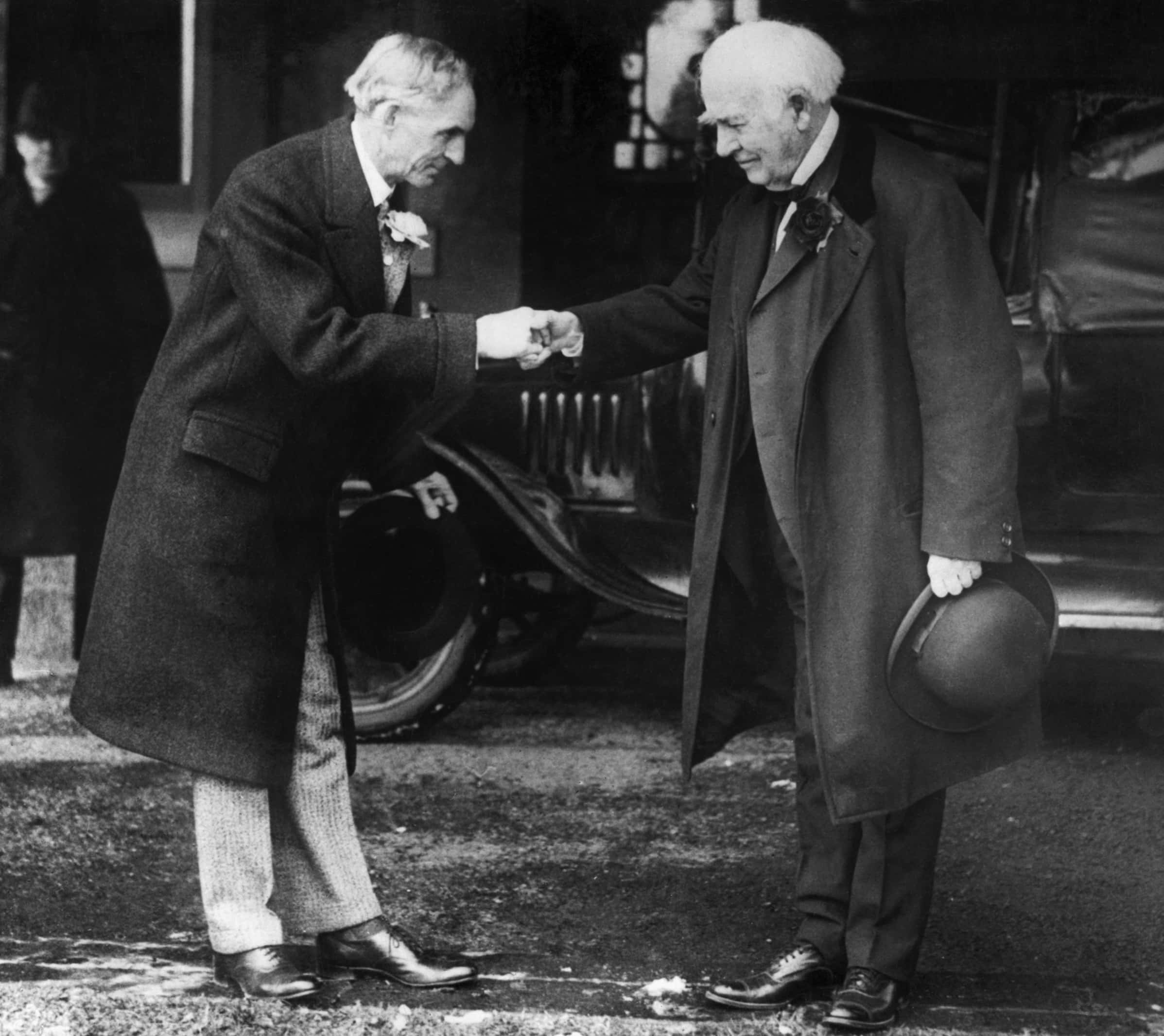 Thomas Edison Shaking Hands with Henry Ford.